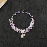 Iris Purple Butterfly String Bracelet – Hand-Woven Flower & Butterfly Charm, Sweet Niche Design High-Value Gift for Women