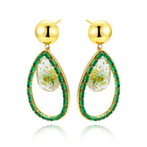 Exaggerated Zircon Hollow Drop Earrings - European & American Style 18K Gold Plated Statement Earrings - High-End Luxury Dangles for Women