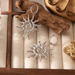 Celestial Sun Diamond Stud Earrings - 18K Gold Plated Titanium Steel Cosmic Energy Jewelry - Tarnish-Proof Zircon Sunburst Earrings for Women