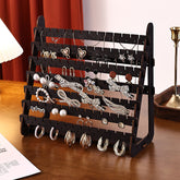 7-Tier Walnut Earring Organizer Stand – Large Capacity Wooden Jewelry Display with Detachable Tiers for Live Streaming & Boutique Storage