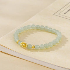 New Chinese Style Gold Ingot Transfer Bead Bracelet – 18K Gold Plated "Zhuan Yun Zhu" Lucky Charm, High-End Niche Design Bracelet for Women