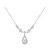 S925 Sterling Silver Moissanite Water Drop Necklace – D-Color VVS1 Lab Diamond Pear Pendant, French Light Luxury High-End Clavicle Chain for Women