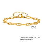 Minimalist Stainless Steel Link Bracelet – Waterproof 18K Gold Plated Basic Chain, Versatile Stackable Hand Jewelry for Women by Huanmu