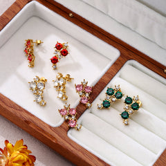 Red Cherry Earrings for Women - Niche 18K Gold Plated Titanium Steel Studs - Tarnish-Proof Hypoallergenic Light Luxury Jewelry