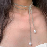 Cool Gold-Style Lace Wrap Necklace For Women, Vintage Design, Long Style, Stacked Pearls, Cold Style Clavicle