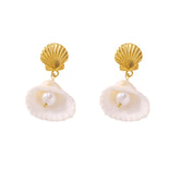 6-Pair Ocean Shell & Scallop Earring Set - Gold Plated Creative Conch & Sea Life Studs for Women