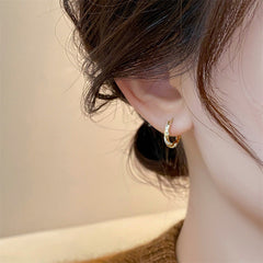 18K Gold Plated Zircon Hoop Earrings - S925 Sterling Silver Needle - High-End Niche Design Minimalist Plain Hoops for Women