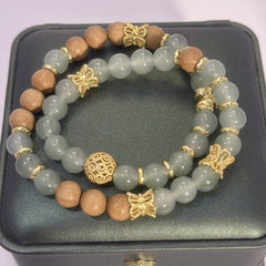 New Chinese Style Old Sandalwood Double Circle Bracelet – Retro "Cold Style" Coiled Beaded Wrap, Niche Sandalwood Hand Jewelry for Women