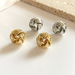 18K Gold Plated Knotted Twist Stud Earrings - Vintage Italian Style Metal Knot Earrings - Hypoallergenic Bold Statement Jewelry for Women
