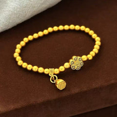 Ancient Method Inherited Golden Lotus Six-Phase Flower Bracelet Retro Transfer Bead Silk Lotus Pod Bracelet