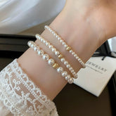 18K Gold Plated Transfer Bead Bracelet – Minimalist French Light Luxury Design, Niche Temperament Hand Jewelry for Women