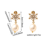 Snowflake Freshwater Pearl Earrings - 18K Gold Plated Zircon Studs - Original Design Light Luxury Winter Jewelry for Women