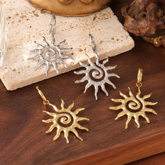 Celestial Sun Diamond Stud Earrings - 18K Gold Plated Titanium Steel Cosmic Energy Jewelry - Tarnish-Proof Zircon Sunburst Earrings for Women