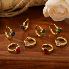 18K Gold Hollow Inverted Triangle Earrings - Geometric Zircon Leverback Hoops - Tarnish-Proof Titanium Steel Polygonal Earrings for Women