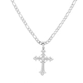 Men’s Figaro Chain Cross Necklace – 18K Gold Plated Titanium Steel Diamond-Cut Pendant, Hip-Hop Style Non-Tarnish Jewelry