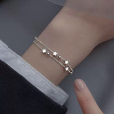 Retro Double-Layer Silver Star Bracelet – Y2K "Sweet & Cool" Stackable Chain, Versatile Unisex Couple's Accessory with High-End Finish