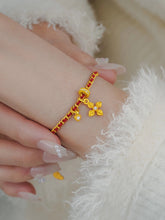 New Chinese Style Cross Vajra Love Bracelet – 18K Gold Plated Zircon Protection Charm, Red Braided Lucky Cord for Women