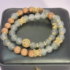 New Chinese Style Old Sandalwood Double Circle Bracelet – Retro "Cold Style" Coiled Beaded Wrap, Niche Sandalwood Hand Jewelry for Women