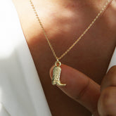 Retro Western Cowboy Boots Necklace – Stainless Steel Punk Style Pendant, Waterproof 18K Gold Plated Cowgirl Jewelry for Wholesale