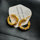 18K Gold Plated Thick Hoop Earrings - Chunky Bold Geometric Huggies for Women