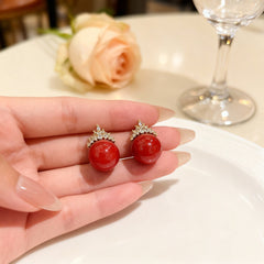 Vintage Pearl Drop Earrings with Micro-Pave Zirconia - S925 Silver Needle Royal-Inspired Studs - Elegant Everyday Jewelry for Women