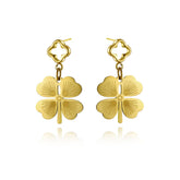 18K Gold Plated Clover Pearl Earrings - Titanium Steel Four-Leaf Clover Studs - Tarnish-Proof Light Luxury Jewelry for Women