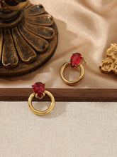 Colorful Zircon Water Drop Earrings - 18K Gold Plated Titanium Steel - Elegant OL Style Chic Teardrop Studs - Tarnish-Proof Luxury Jewelry