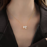 White Pony Zodiac Pendant Necklace – 18K Gold Plated Light Luxury Sweater Chain, Niche High-End Autumn & Winter Jewelry for Women