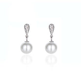 S925 Sterling Silver Water Drop Pearl Earrings - Vintage-Inspired Micro-Pave Zirconia Dangle Studs - Hypoallergenic Elegant Jewelry for Women