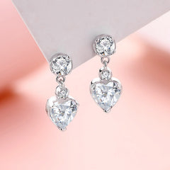 S925 Sterling Silver Heart Stud Earrings - 5A Cubic Zirconia Dainty Love Studs - Hypoallergenic Minimalist Sparkling Jewelry for Daily Wear