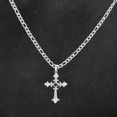 Men’s Figaro Chain Cross Necklace – 18K Gold Plated Titanium Steel Diamond-Cut Pendant, Hip-Hop Style Non-Tarnish Jewelry