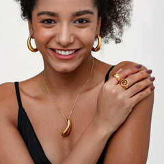 Minimalist Water Drop Pendant Necklace - Japanese & Korean "Ins" Style 18K Gold Plated Teardrop Necklace for Women