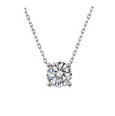 1ct Moissanite Solitaire Necklace – S925 Sterling Silver 4-Prong Pendant Clavicle Chain for Women