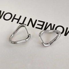 S925 Sterling Silver Irregular Hoop Earrings - Minimalist High-End Abstract Studs for Women
