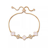 Korean Four-Leaf Clover Shell Bracelet – 18K Gold Plated Lucky Flower Charm, Niche High-End Luxury Hand Jewelry for Women