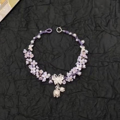 Iris Purple Butterfly String Bracelet – Hand-Woven Flower & Butterfly Charm, Sweet Niche Design High-Value Gift for Women