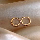 18K Gold Plated Zircon Hoop Earrings - S925 Sterling Silver Needle - High-End Niche Design Minimalist Plain Hoops for Women