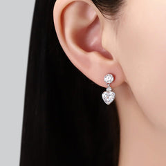 S925 Sterling Silver Heart Stud Earrings - 5A Cubic Zirconia Dainty Love Studs - Hypoallergenic Minimalist Sparkling Jewelry for Daily Wear