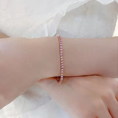 Minimalist Pave Diamond Link Bracelet – 18K Rose Gold & White Gold Plated Jewelry, Elegant Simple Chain Bracelet, Fashionable Gift for Friends