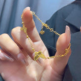 New Chinese Style Three-Flower Butterfly Bracelet – 18K Gold Plated Light Luxury Niche Bracelet, Exquisite Eastern Aesthetic Hand Jewelry for Women