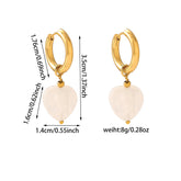 French Style Heart Ceramic Earrings - 18K Gold Plated Titanium Steel U-Shaped Hoop Earrings - Tarnish-Proof Love Heart Street Trend Jewelry
