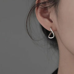 S925 Sterling Silver Irregular Hoop Earrings - Minimalist High-End Abstract Studs for Women
