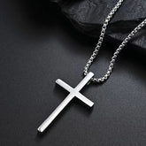 Cross-Border European And American New Titanium Steel Cross Necklace Men'S Trendy And Versatile Stainless Steel Cross Pendant Sweater Chain Accessories