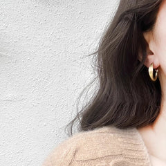 S925 Sterling Silver Geometric Stud Earrings - Matte Gold Finished Minimalist Jewelry for Women