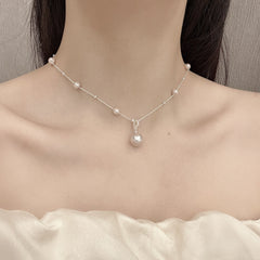 Fresh Iridescent Shell & Pearl Necklace – 18K Gold Plated Star Pendant Clavicle Chain, Niche Light Luxury Jewelry for Women