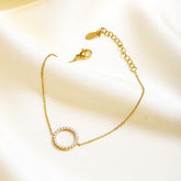 Geometric Pearl Link Bracelet – 18K Gold Plated Stainless Steel, Niche Design European & American Fashion Bracelet for Women