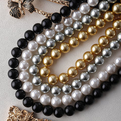 South Sea Gold Bead Pendant Necklace – 18K Gold Plated Round Pearl Clavicle Chain, Light Luxury Retro Sweater Chain, High-End Autumn & Winter Accessory