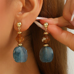 French-Style Clear Acrylic Pendant Earrings - Minimalist Geometric Dangle Earrings for Women