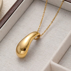 Minimalist Water Drop Pendant Necklace - Japanese & Korean "Ins" Style 18K Gold Plated Teardrop Necklace for Women