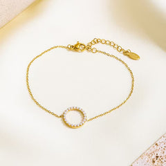 Geometric Pearl Link Bracelet – 18K Gold Plated Stainless Steel, Niche Design European & American Fashion Bracelet for Women